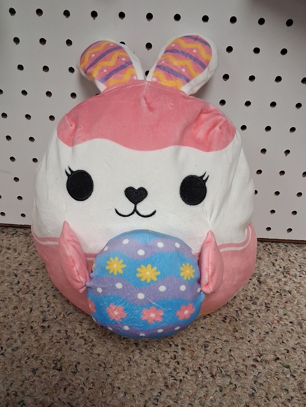 Plush Bunny Easter Egg Soft Toy - Pink and White